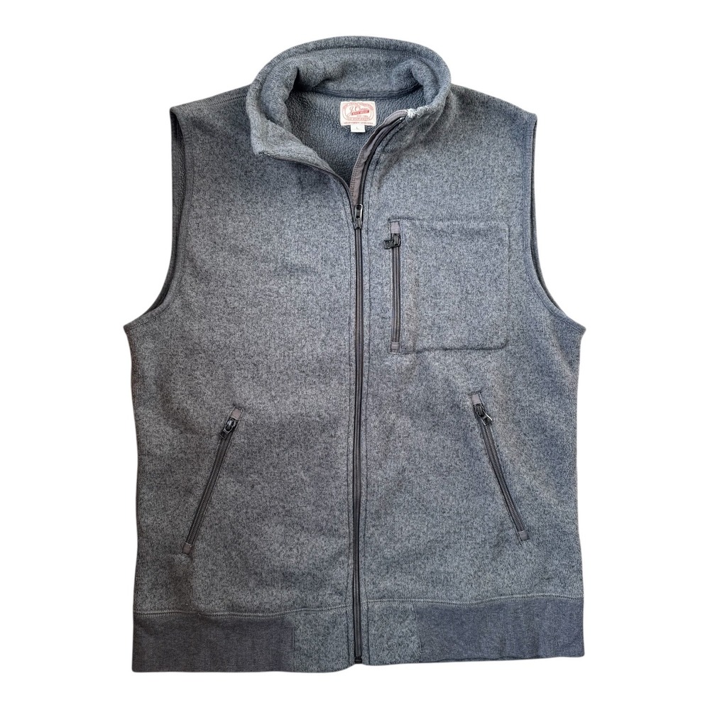 J.Crew Men's Gray Fleece Vest Size L Full Zip‎ Outdoor Classic Heritage Knitwear